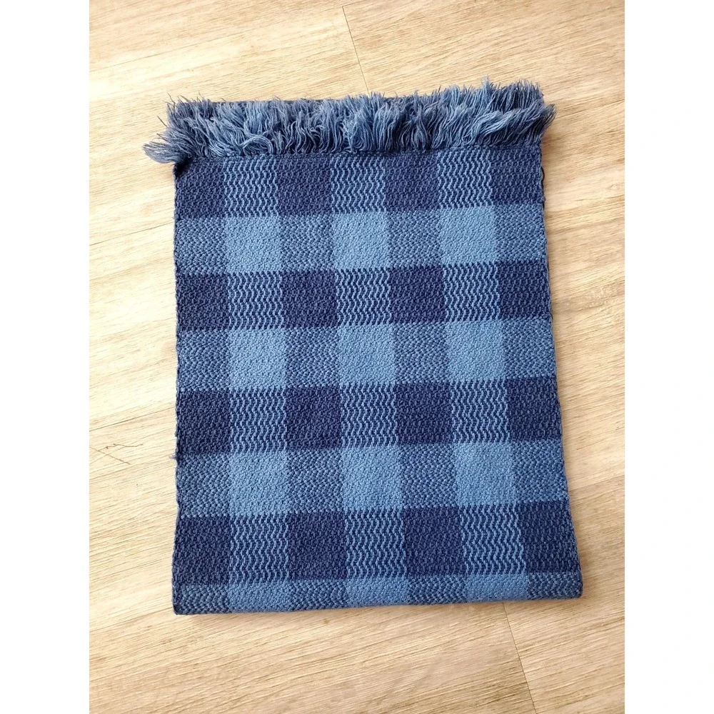 Vintage Blue Plaid Handwoven Table‎ Runner